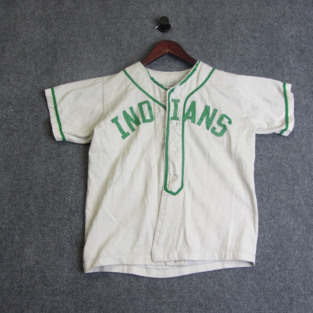Vintage 60s Russell Southern Indians Baseball Jersey Mens M White Made in USA